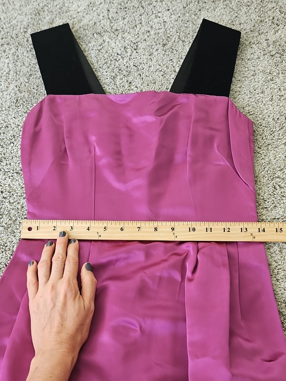 NWT Dolce & Gabbana D&G Satin Magenta Dress Black Velvet 42/M - Picture 6 of 12